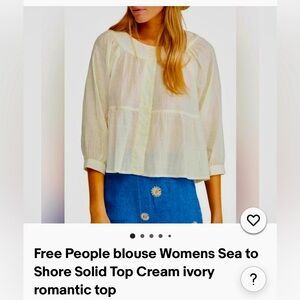 Free People We The Free Sea To Shore Blouse Cream Size Medium Boho Peasant